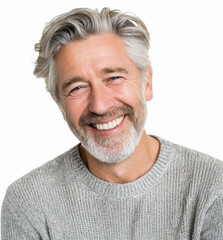 Obraz premium mature middle aged man smiling broadly on isolated background