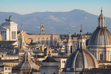 Obraz premium Rome picturesque cityscape at sunset from St. Angelo Castle. Italy