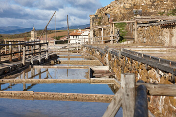 Antique salt platforms in Basque Country. Salinas de Anana. Spain