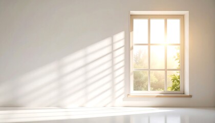 Sunlight streams through window, casting shadows.