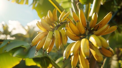 Obraz premium A banana tree with a bunch of bananas