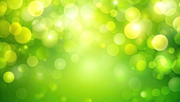 Green Bokeh Abstract Background With Blurry Yellow And Green Circles Suitable For Digital Illustration