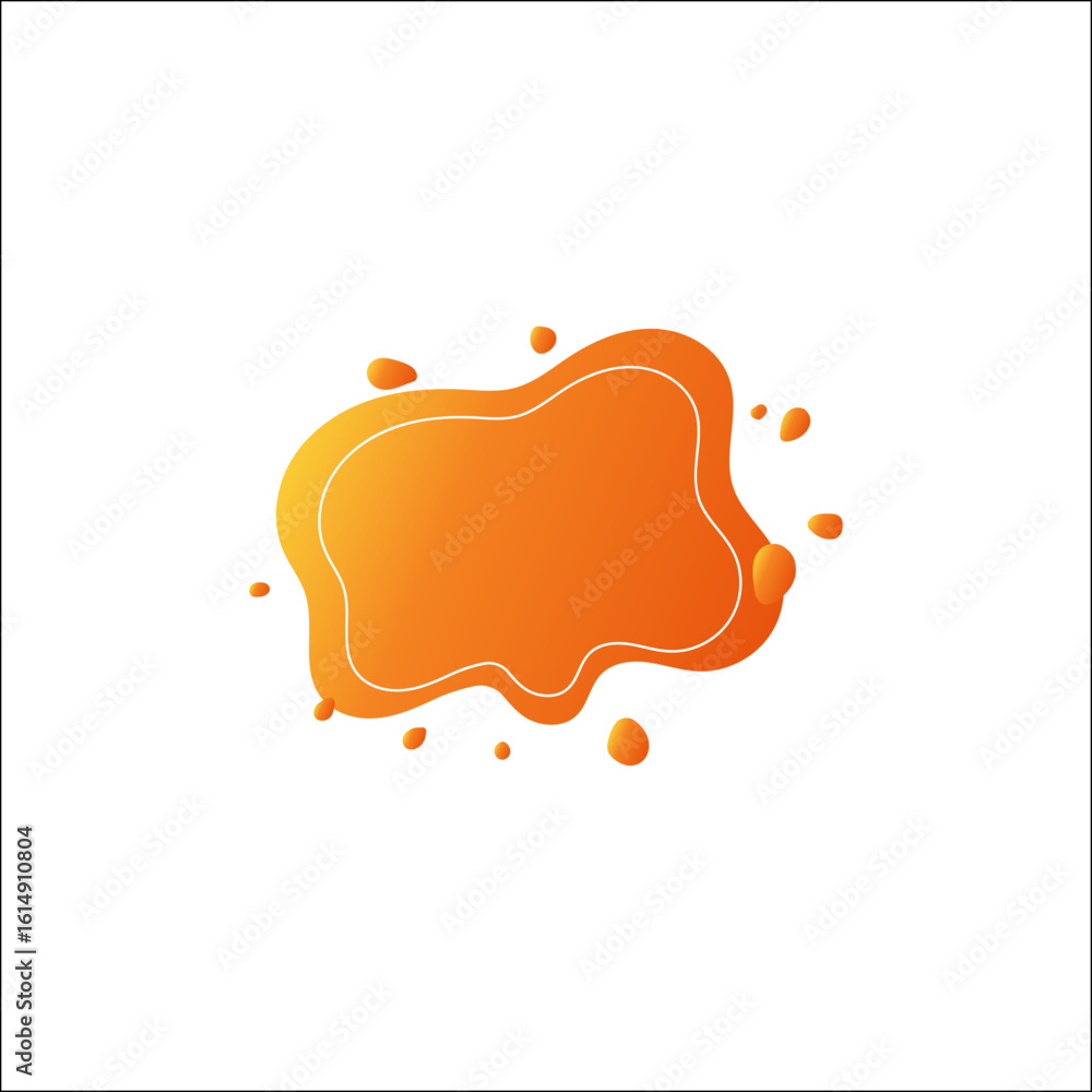 Poster abstract blob, modern orange gradient fluid shape splash element for creative design, liquid art dec