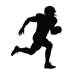 Silhouette of a football player running with the ball