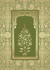 wedding card design, paisley floral pattern , India	