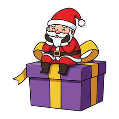 Santa Claus Relaxing on a Christmas Present