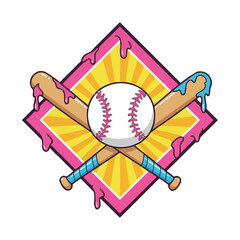 Baseball Emblem with Bats and Ball