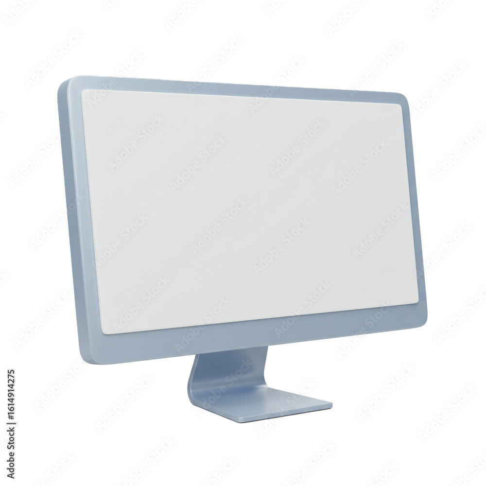 Poster minimalist blue-grey computer screen featuring a pristine blank display for versatile digital media.