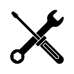 Screwdriver Crossed with Wrench Vector Flat and Clean