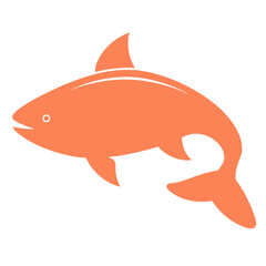 Fototapeta premium Stylized orange fish with a white eye and subtle white lines on its back swimming gracefully