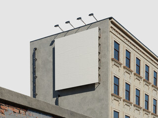 White Blank Billboard Attach on a Bulding Mockup for Advertising Display