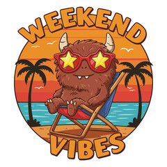 Weekend Vibes Monster Relaxing on the Beach