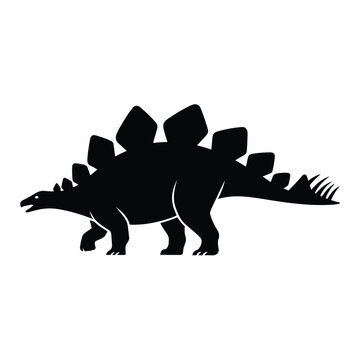 Silhouette of a stegosaurus dinosaur with plates and tail spikes