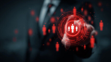 Digital Human Resource Network and AI Technology Concept