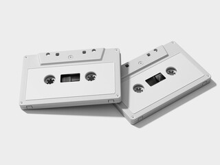 Cassette Tape Mockup 3D Rendering on a Gray Background