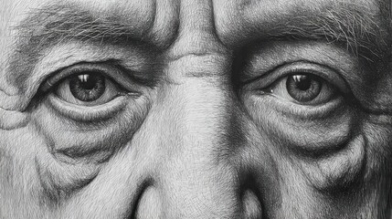 Detailed grayscale portrait of a man's face.