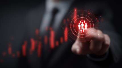 Business Professional Selecting Digital Human Resource Data with Growth Chart