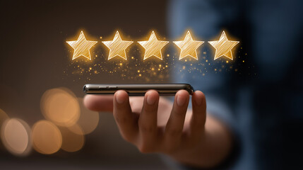 Five Star Customer Rating on Smartphone