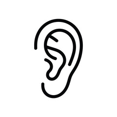 Minimalist line art icon of a human ear