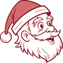 Funny Santa Claus cartoon vector illustration featuring a tribal animal fish head art icon with a cute Christmas design