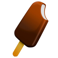 3d illustration icon of a bite of chocolate ice cream.