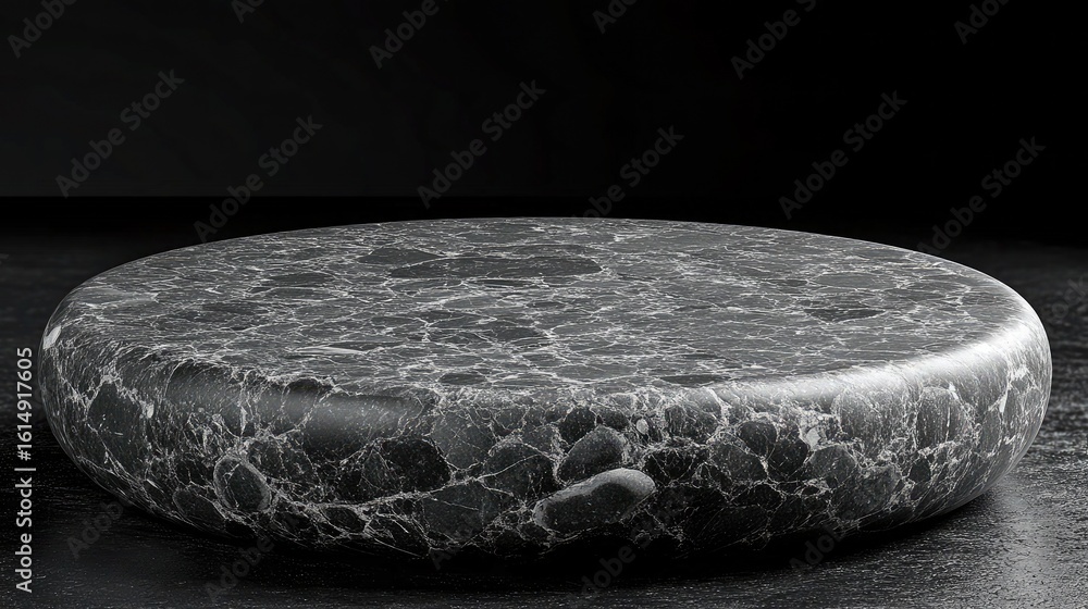 Poster dark grey marble platform for product display in studio. use as a blank canvas for your product mark