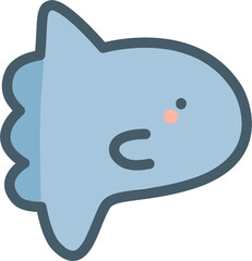 Cute Light Blue Cartoon Fish Illustration