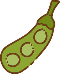 Green Eggplant Illustration With Pea Pods