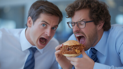 Colleagues Enjoying a Playful Lunch Break Together at Work