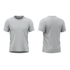 A simple light grey t-shirt displayed in front and back views showcasing the basic design and fabric texture for apparel concepts.