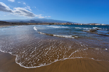 Black sand beach in El Medano