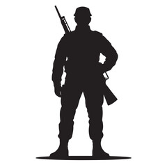Silhouette of an armed soldier with a rifle, perfect for military and war illustrations