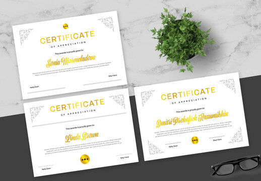 Gradient Gold And Black Certificate