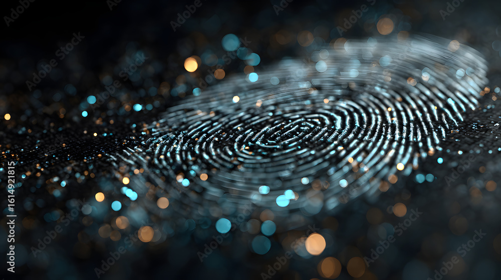 Poster digital fingerprint scanner, scan biometric identity and access password thru fingerprint, concept o