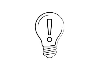 Vector art of an illustration of a lightbulb containing an exclamation mark to represent a new idea or problem