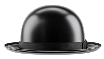 Glossy black bowler hat,  smooth, and polished