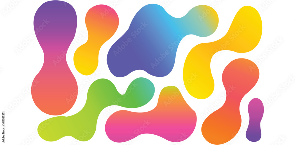 Poster abstract background, colorful liquid gradient shapes with organic fluid blobs and smooth rounded edg