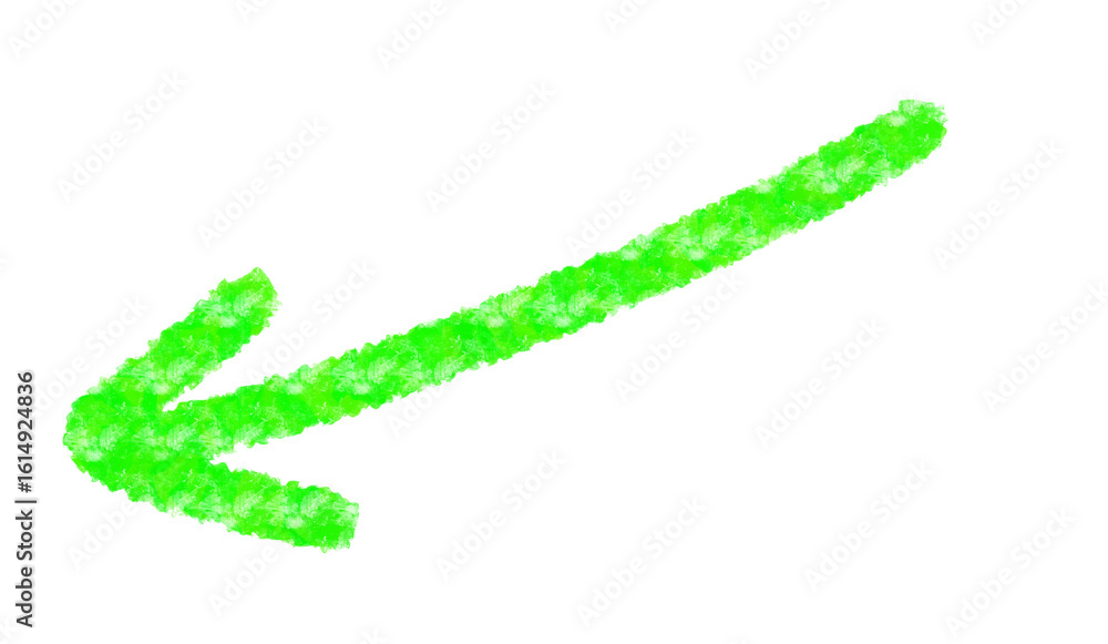 Aufkleber vibrant green left pointing arrow with a textured effect, designed for professional use, isolated on