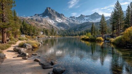 Breathtaking Sunrise Over Majestic Snow-Capped Mountain Range in the Distance Ideal for Nature Lovers