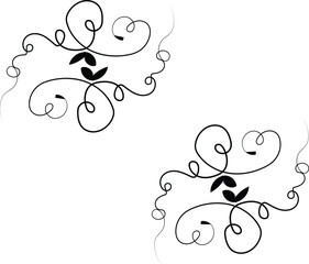 Elegant Swirl Flourish Design Elements in Black and White for Decoration