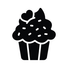A visually engaging glyph icon of sprinkles cupcake treat