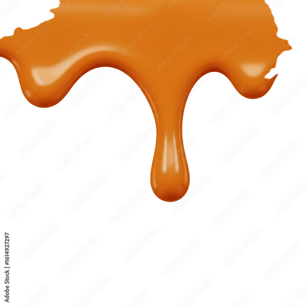 Poster a flowing cascade of rich caramel drips downwards creating a visually appealing and appetizing desig