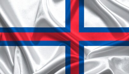 Flag of the Faroe Islands—white field with Nordic cross outlined in blue and filled with red, symbolizing faith, independence, and shared Nordic heritage.