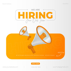 We are hiring and recruiting job employee post and background.