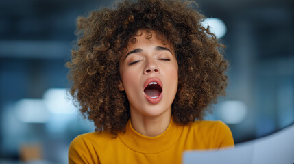 Woman singing softly while organizing paperclips in solitude
