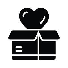 An amazing glyph icon of wrapped lovely gift box