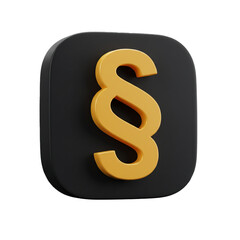 A golden paragraph symbol rendered in sits within a rounded rectangular shape suggesting legal concepts and regulations.