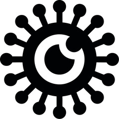 Obraz premium A stylized black and white eye icon surrounded by radiating lines ending in circles design element