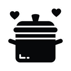 Easy to edit glyph style icon of cooking pot