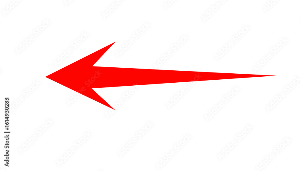 Poster a vivid red arrow sharply points towards the left, ideal for navigation assistance, presented on tra